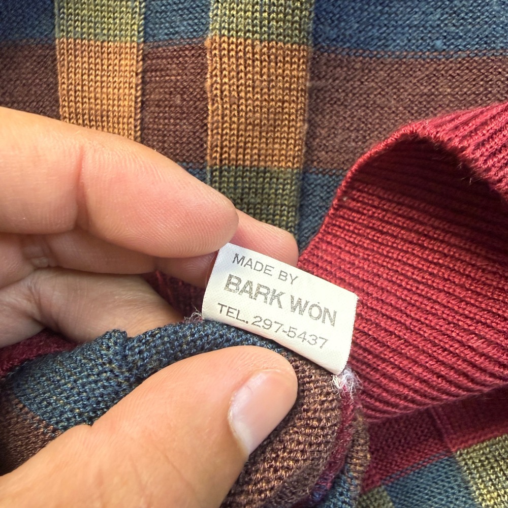 Vintage Bangkuber Plaid Knit Sweater XL 50% Wool Grandpa Core Korea - Picture 3 of 7